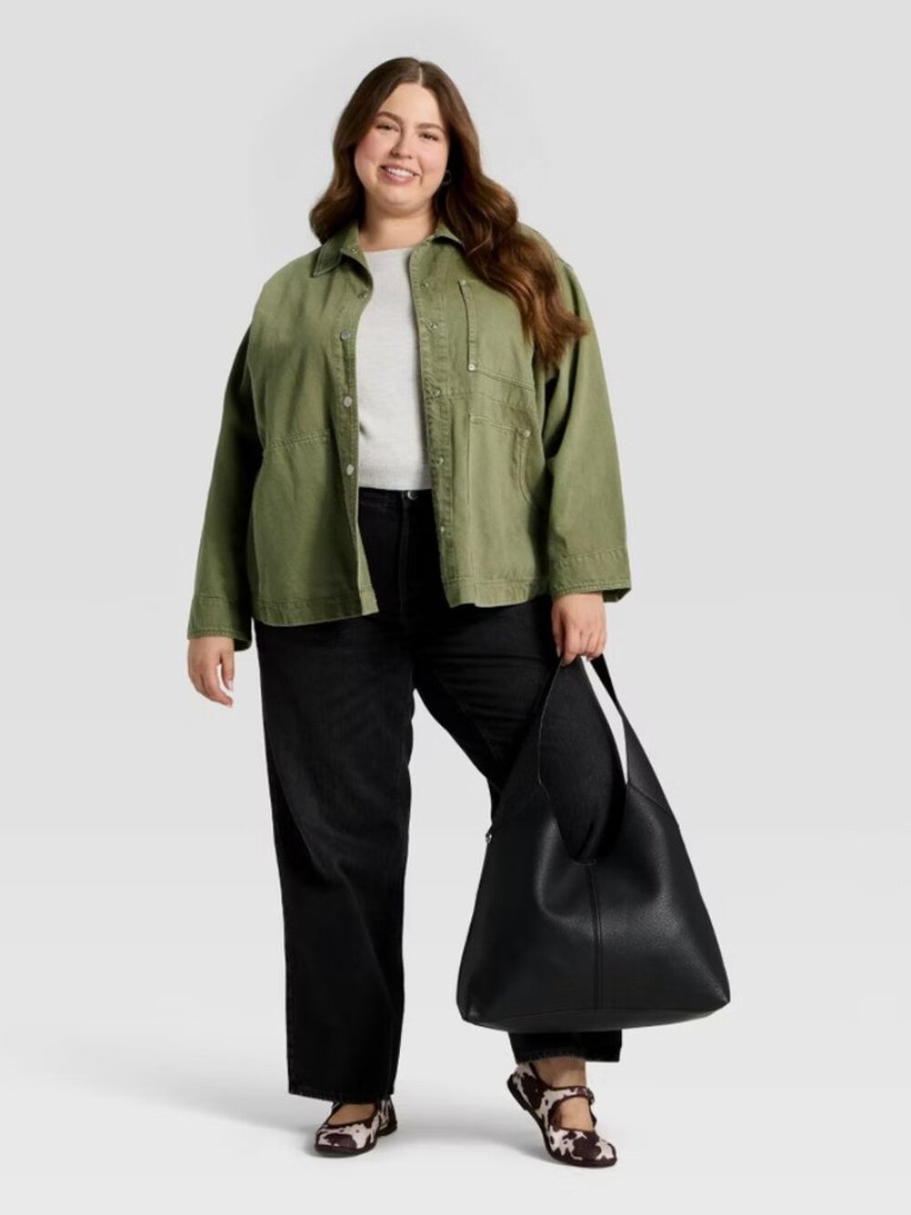 Women's Relaxed Barn Denim Coat - Universal Thread Green XXL